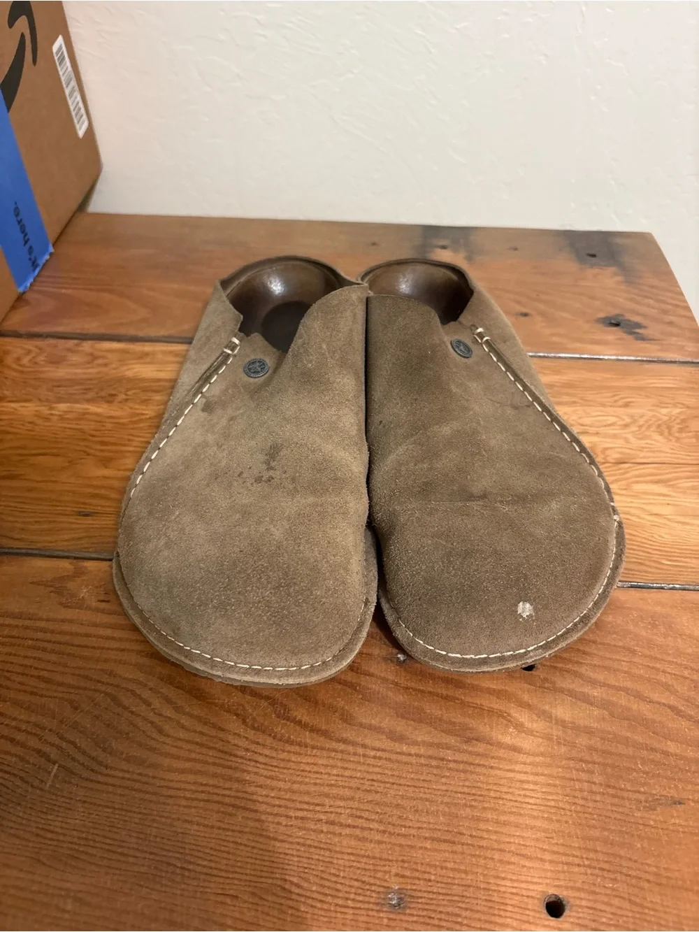 Birkenstock Men's Suede Slip-On Clogs in Taupe Brown